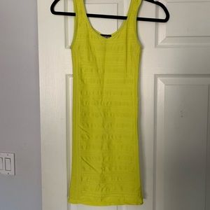 lime green bebe bodycon dress with open back